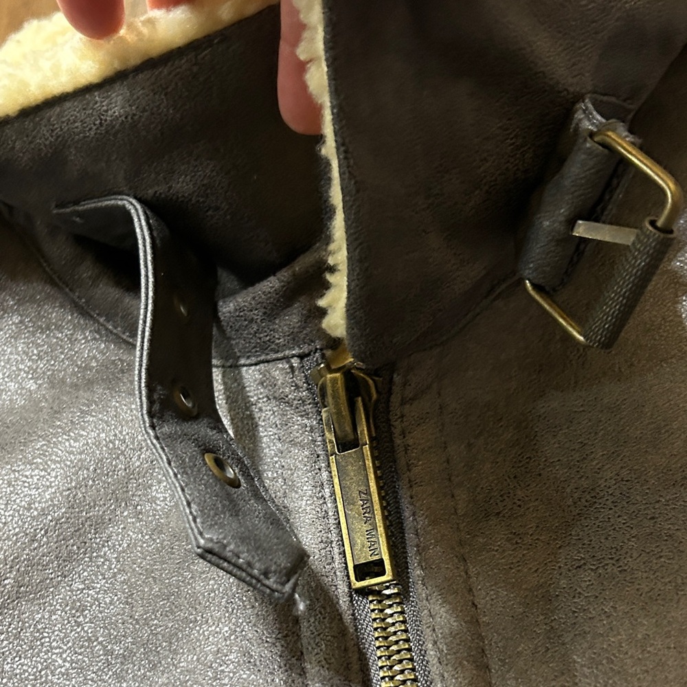 Zara gray with Cream Shearling Jacket - Picture 4 of 12